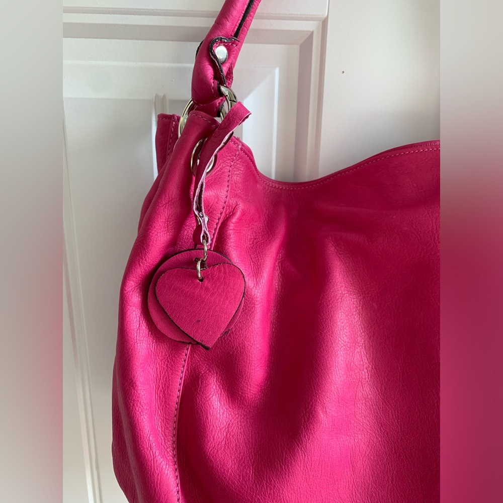 Italian designer Vera Pelle Soft Italian leather magenta hot pink large purse - Picture 2 of 11